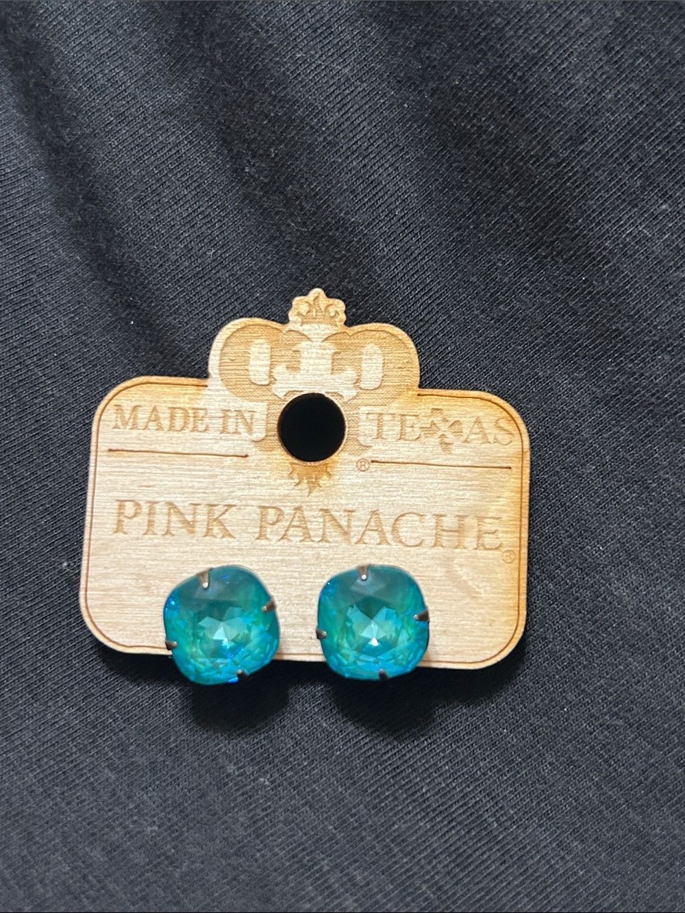 Pink Panache Teal Blue Crystal Stud Earrings